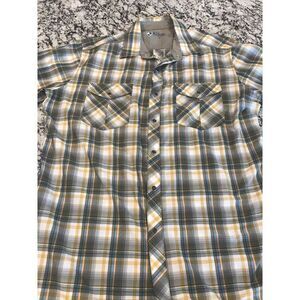 Kuhl Button Up Men's Medium Plaid Short Sleeve Shirt Metal‎ Buttons